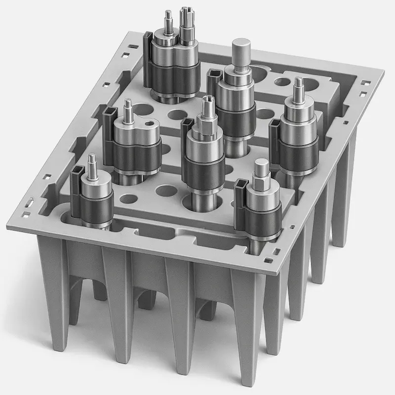 Trays tecnici speciali termoformati su misura per componenti sensibili – soluzioni personalizzate Seriplast Firenze