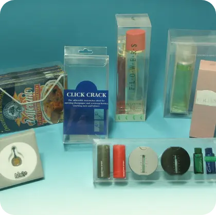 Gamma di astucci, scatole e packaging trasparenti termoformati per cosmetici, profumi e prodotti retail Seriplast.