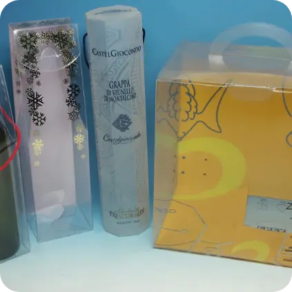 Astucci e scatole cilindriche trasparenti in plastica personalizzabili per articoli regalo e confezioni premium Seriplast.