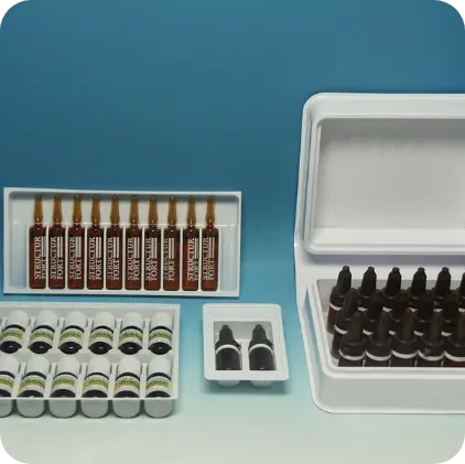 Set di blister termoformati per fiale, flaconi e cosmetici – Packaging professionale Seriplast