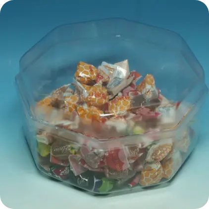Contenitore ottagonale trasparente per caramelle e alimenti in plastica termoformata Seriplast Firenze